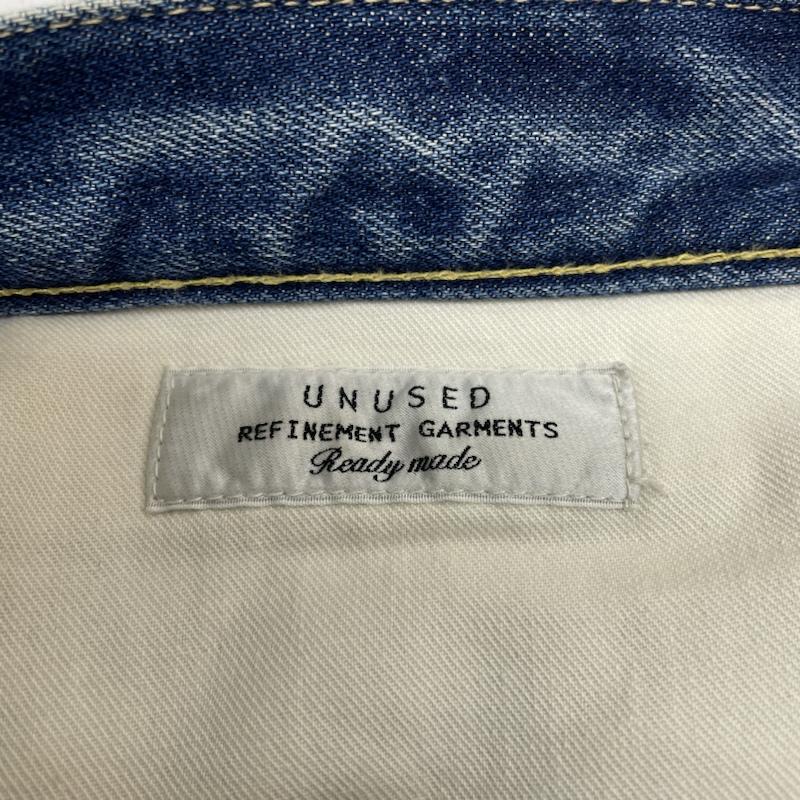 アンユーズド UNUSED パンツ デニム、ジーンズ ストレート パンツ デニム クラッシュ加工 ダメージ加工 ボタンフライ UW0105 2 無地 インディゴ / インディゴ / Indigo メンズ USED 古着 中古 50142708