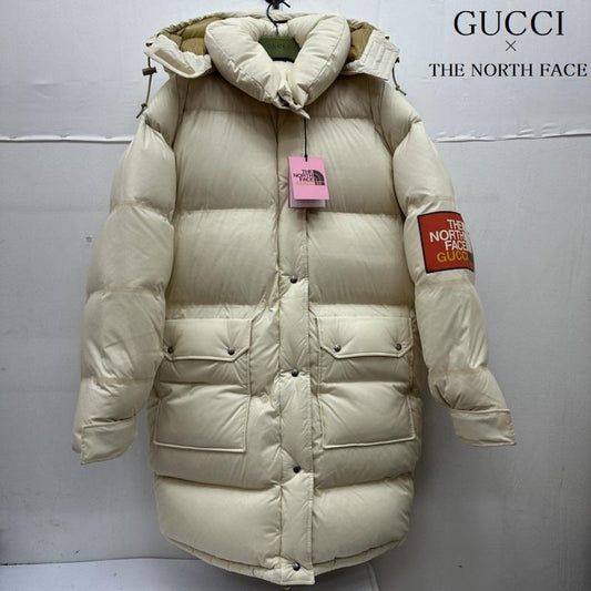 グッチ GUCCI コート ダウンコート 22SS THE NORTH FACE アーム ロゴ フーデッド ロング ダウン ジャケット 671794 S アイボリー / アイボリー / レディース USED 古着 中古 50142709