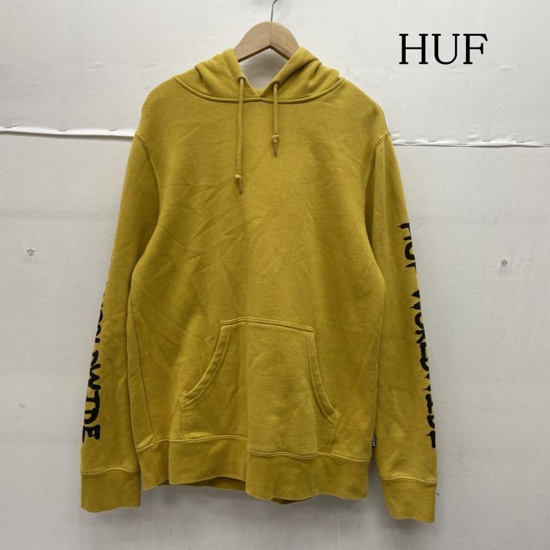 ハフ HUF パーカー 長袖 長袖 プルオーバー パーカー フーディー スウェット トレーナー 袖ロゴ マスタードイエロー M ロゴ、文字 X プリント マスタード / マスタード / メンズ USED 古着 中古 50142711
