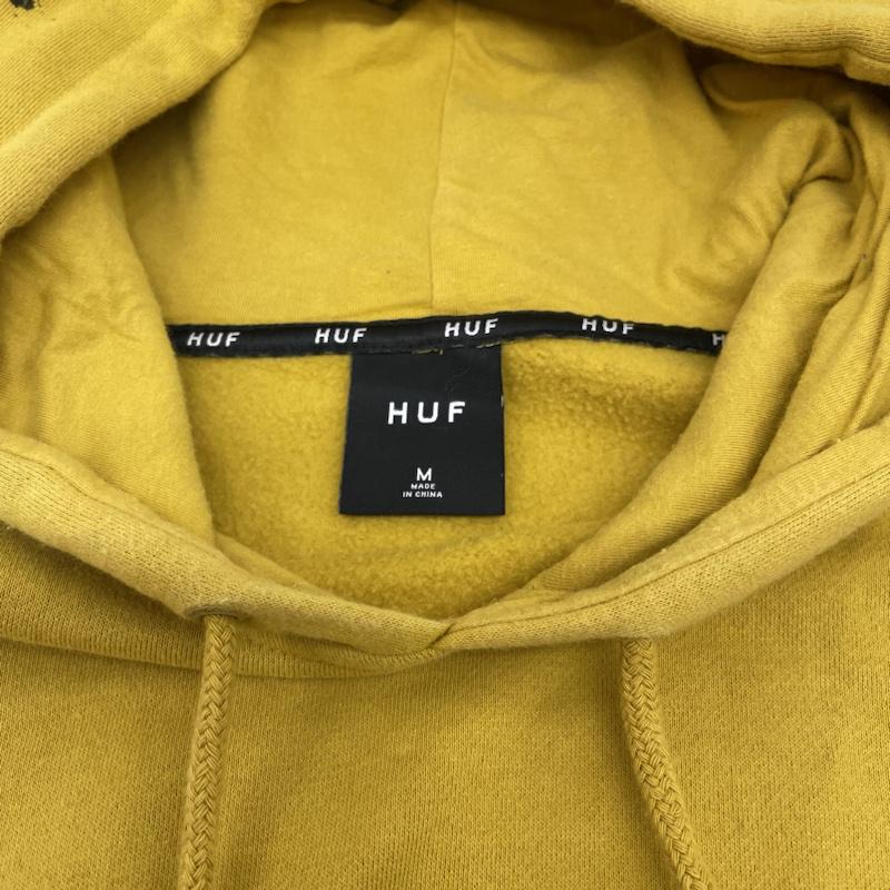 ハフ HUF パーカー 長袖 長袖 プルオーバー パーカー フーディー スウェット トレーナー 袖ロゴ マスタードイエロー M ロゴ、文字 X プリント マスタード / マスタード / メンズ USED 古着 中古 50142711