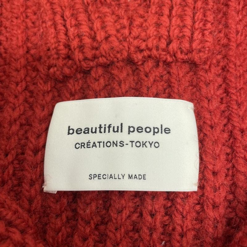 ビューティフルピープル beautiful people ニット、セーター 長袖 BEAMS 別注 ファスナー付 畔 ニット スペシャル セーター 変形 1875210019 36 無地 赤 / レッド / red レディース USED 古着 中古 50142713