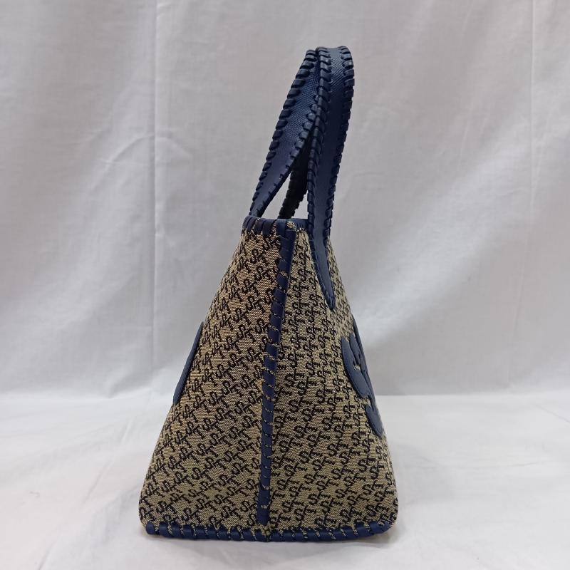 サマンサタバサ Samantha Thavasa トートバッグ トートバッグ ST JACQUARD サマタバトートバッグ ネイビーブルー ハンドバッグ - 総柄 X ロゴ、文字 青 / ブルー / blue X ベージュ / ベージュ / beige レディース USED 古着 中古 50142805