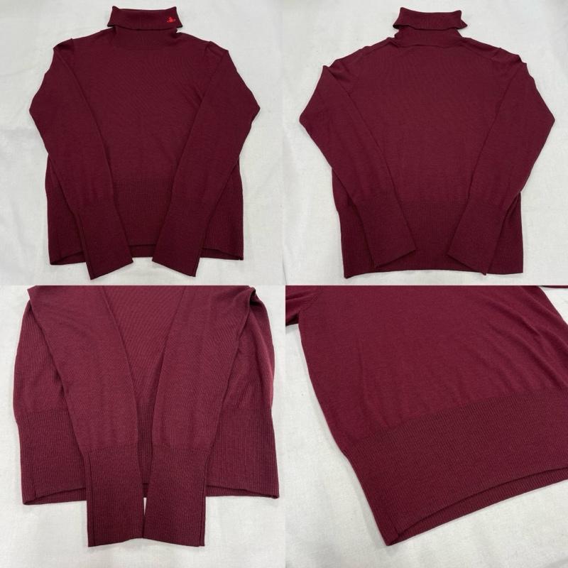 ヴィヴィアン ウエストウッド レッドレーベル Vivienne Westwood red label アンサンブルニット 長袖 オーブ ロゴ 刺繍 タートルネック セーター ノーカラー ロング カーディガン アンサンブル ニット 2 ワンポイント X ロゴ、文字 X 刺繍 えんじ / ワインレッド / dark red レディース USED 古着 中古 50142811