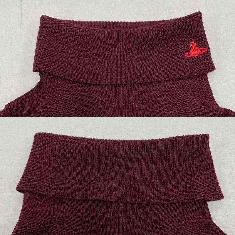 ヴィヴィアン ウエストウッド レッドレーベル Vivienne Westwood red label アンサンブルニット 長袖 オーブ ロゴ 刺繍 タートルネック セーター ノーカラー ロング カーディガン アンサンブル ニット 2 ワンポイント X ロゴ、文字 X 刺繍 えんじ / ワインレッド / dark red レディース USED 古着 中古 50142811