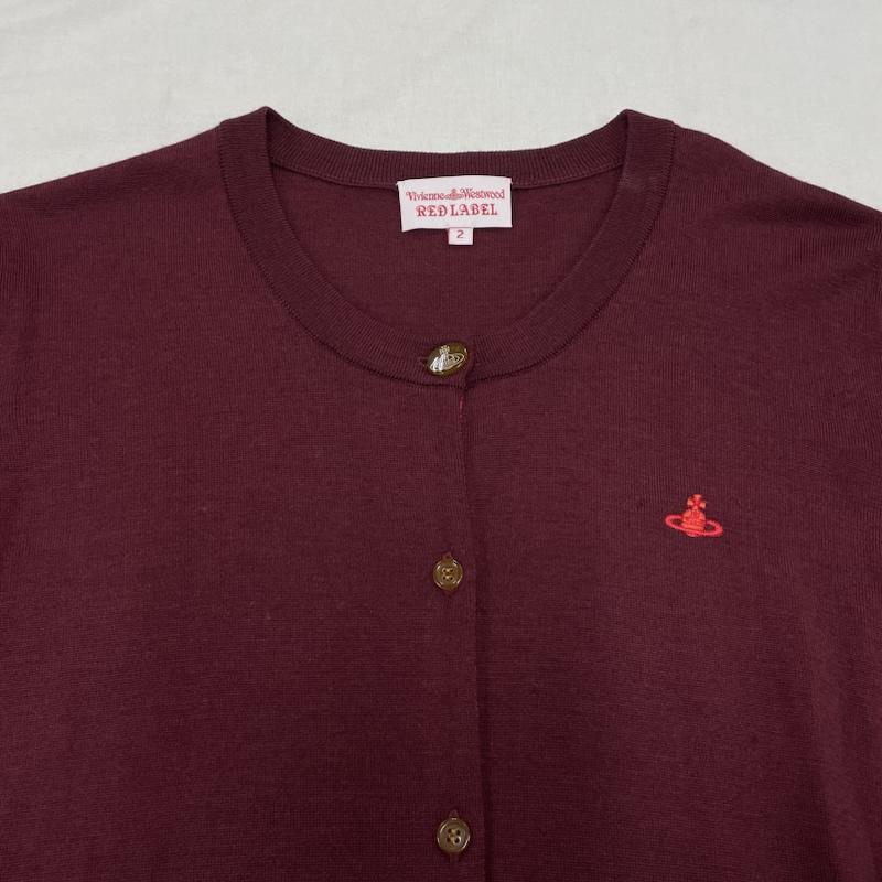 ヴィヴィアン ウエストウッド レッドレーベル Vivienne Westwood red label アンサンブルニット 長袖 オーブ ロゴ 刺繍 タートルネック セーター ノーカラー ロング カーディガン アンサンブル ニット 2 ワンポイント X ロゴ、文字 X 刺繍 えんじ / ワインレッド / dark red レディース USED 古着 中古 50142811