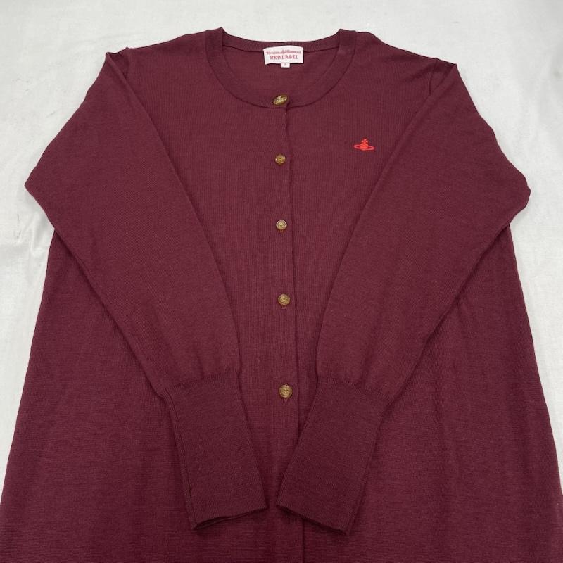 ヴィヴィアン ウエストウッド レッドレーベル Vivienne Westwood red label アンサンブルニット 長袖 オーブ ロゴ 刺繍 タートルネック セーター ノーカラー ロング カーディガン アンサンブル ニット 2 ワンポイント X ロゴ、文字 X 刺繍 えんじ / ワインレッド / dark red レディース USED 古着 中古 50142811