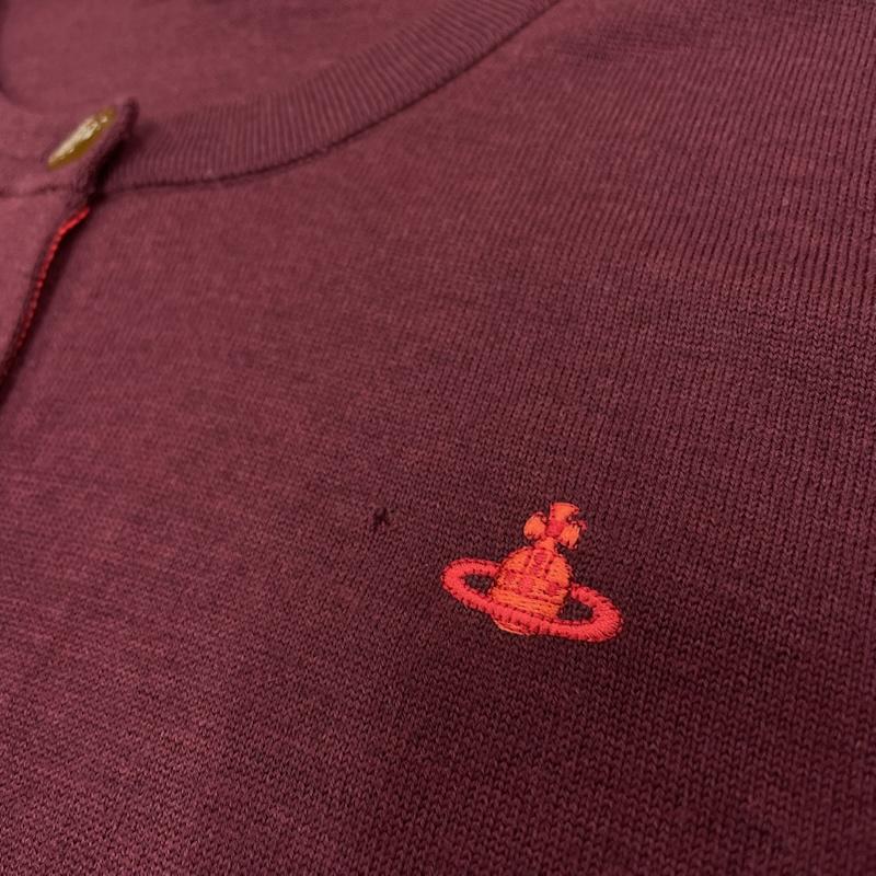 ヴィヴィアン ウエストウッド レッドレーベル Vivienne Westwood red label アンサンブルニット 長袖 オーブ ロゴ 刺繍 タートルネック セーター ノーカラー ロング カーディガン アンサンブル ニット 2 ワンポイント X ロゴ、文字 X 刺繍 えんじ / ワインレッド / dark red レディース USED 古着 中古 50142811
