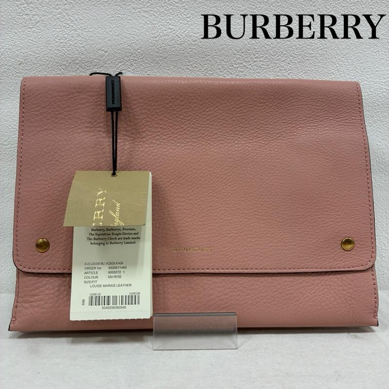 バーバリー BURBERRY ショルダーバッグ ショルダーバッグ 2WAY レザー クラッチ ショルダー バッグ 斜め掛け クロスボディ ゴールド金具 シボ革 - ロゴ、文字 X ワンポイント 桃 / ピンク / pink X 金 / ゴールド / gold color レディース USED 古着 中古 50142813