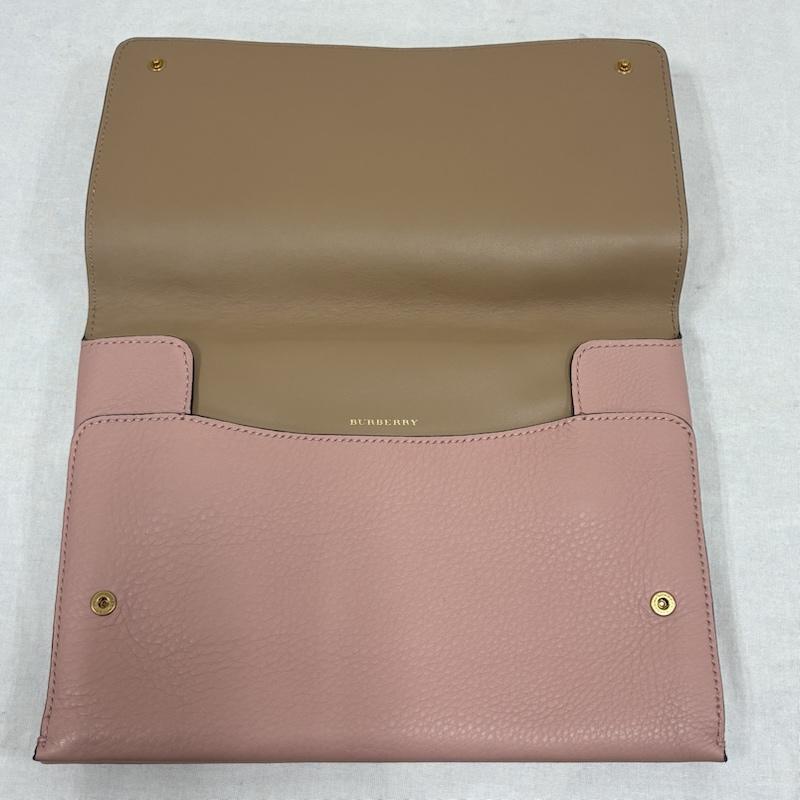 バーバリー BURBERRY ショルダーバッグ ショルダーバッグ 2WAY レザー クラッチ ショルダー バッグ 斜め掛け クロスボディ ゴールド金具 シボ革 - ロゴ、文字 X ワンポイント 桃 / ピンク / pink X 金 / ゴールド / gold color レディース USED 古着 中古 50142813
