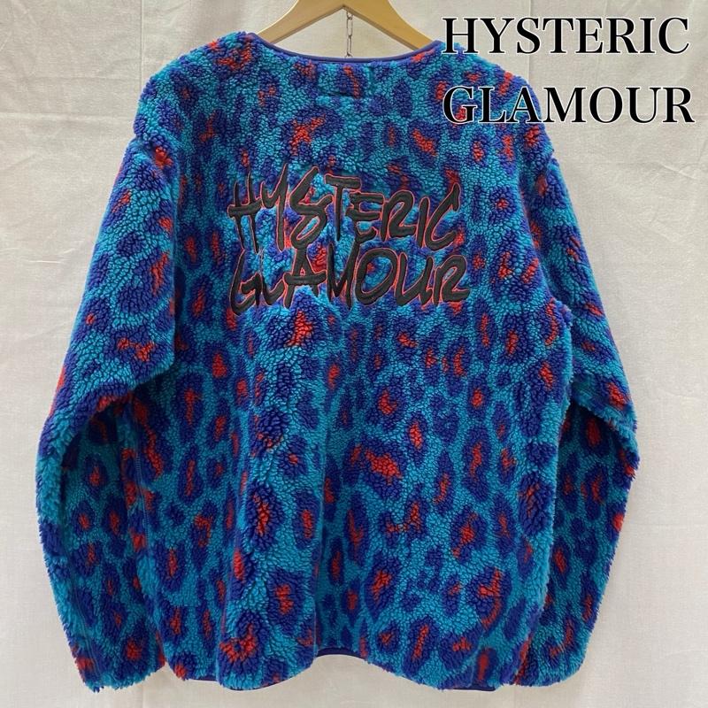 ヒステリックグラマー HYSTERIC GLAMOUR ジャケット、上着 ジャンパー、ブルゾン レオパード柄 刺繍ロゴ フリースジャケット M ブルー M ヒョウ柄・レオパード柄 青 / ブルー / blue メンズ USED 古着 中古 50142816