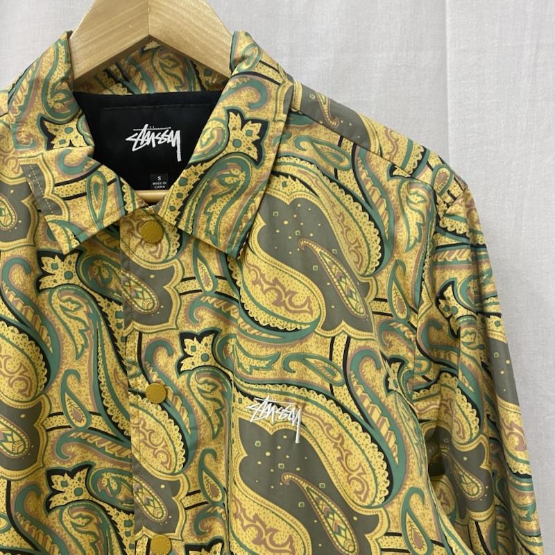 ステューシー STUSSY ジャケット、上着 ジャンパー、ブルゾン ペイズリー柄コーチジャケット ワンポイントロゴ刺繍 イエロー S S ペイズリー 黄 / イエロー / yellow メンズ USED 古着 中古 50142817