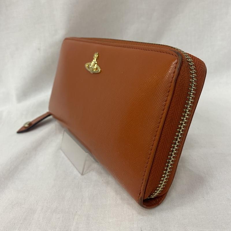 ヴィヴィアンウエストウッド Vivienne Westwood 財布 長財布 長財布 オーブロゴ ラウンドジップ orange ロゴ、文字 X ワンポイント 橙 / オレンジ / orange レディース USED 古着 中古 50142836