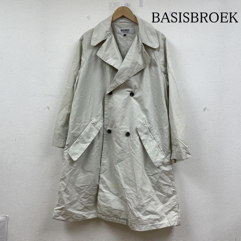 バシスブルック BASISBROEK コート コート一般 トレンチ ロングコート ダブルボタン ジャケット スプリングコート 無地 シルク混 1 無地 グレージュ / グレージュ / メンズ USED 古着 中古 50142883