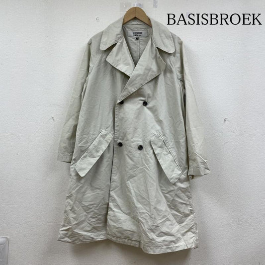 バシスブルック BASISBROEK コート コート一般 トレンチ ロングコート ダブルボタン ジャケット スプリングコート 無地 シルク混 1 無地 グレージュ / グレージュ / メンズ USED 古着 中古 50142883