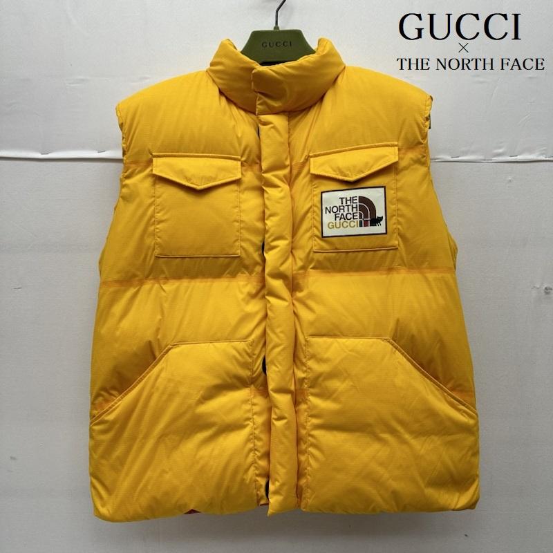 グッチ GUCCI ジャケット、上着 ダウンベスト THE NORTH FACE ロゴ キャット ダウン ベスト 663761 M 黄 / イエロー / yellow メンズ USED 古着 中古 50142981