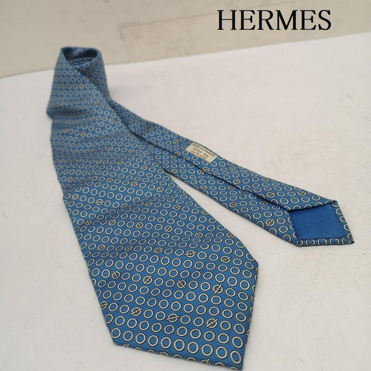 エルメス HERMES ネクタイ ネクタイ フランス製 シルク ネクタイ - 水色 / ライトブルー / メンズ USED 古着 中古 50143004