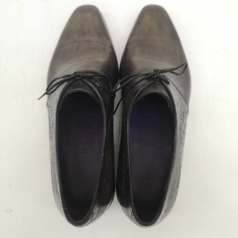 ベルルッティ Berluti 革靴 革靴 0153 スクリット カリグラフィ プレーントゥ レザー ドレス シューズ 8 27.0cm 紫 / パープル / purple X ダークブラウン / ダークブラウン / メンズ USED 古着 中古 50143008