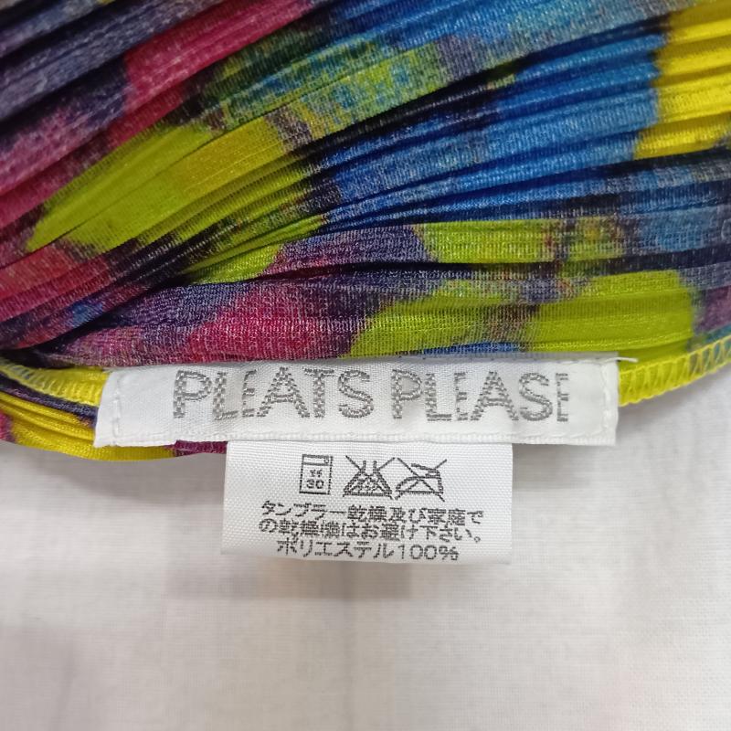 プリーツプリーズ PLEATS PLEASE カットソー 長袖 ISSEY MIYAKE プリーツ 総柄 マルチカラー PP14-JK441 3 総柄 桃 / ピンク / pink X 黄 / イエロー / yellow X 青 / ブルー / blue X 黒 / ブラック / black レディース USED 古着 中古 50143125