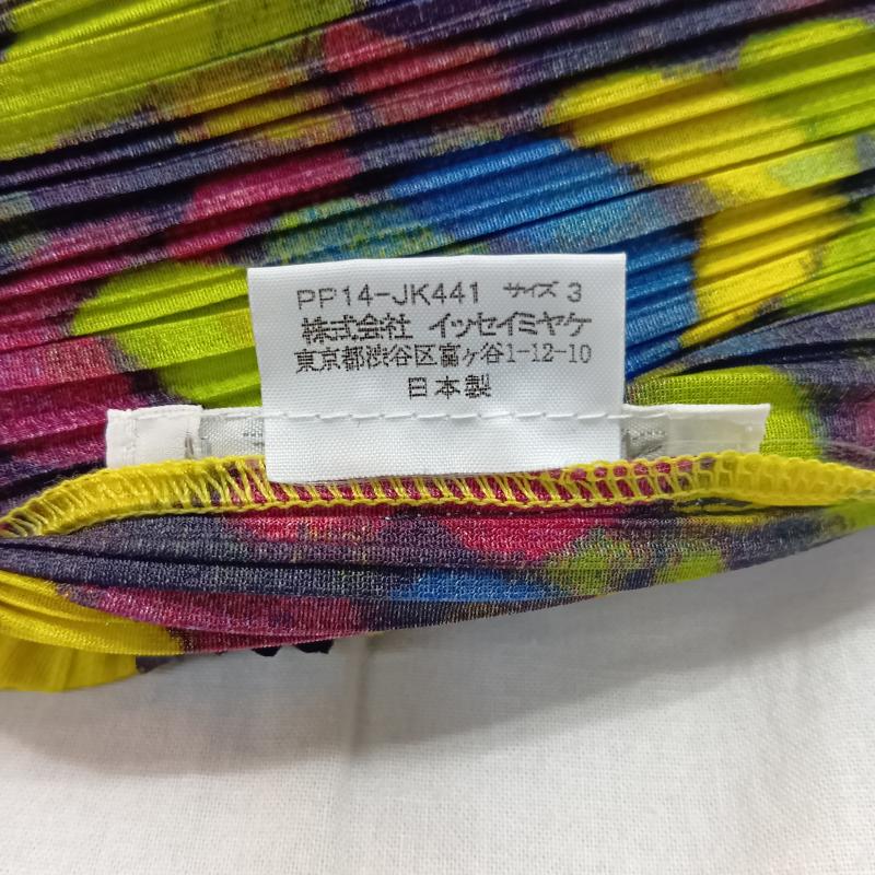 プリーツプリーズ PLEATS PLEASE カットソー 長袖 ISSEY MIYAKE プリーツ 総柄 マルチカラー PP14-JK441 3 総柄 桃 / ピンク / pink X 黄 / イエロー / yellow X 青 / ブルー / blue X 黒 / ブラック / black レディース USED 古着 中古 50143125