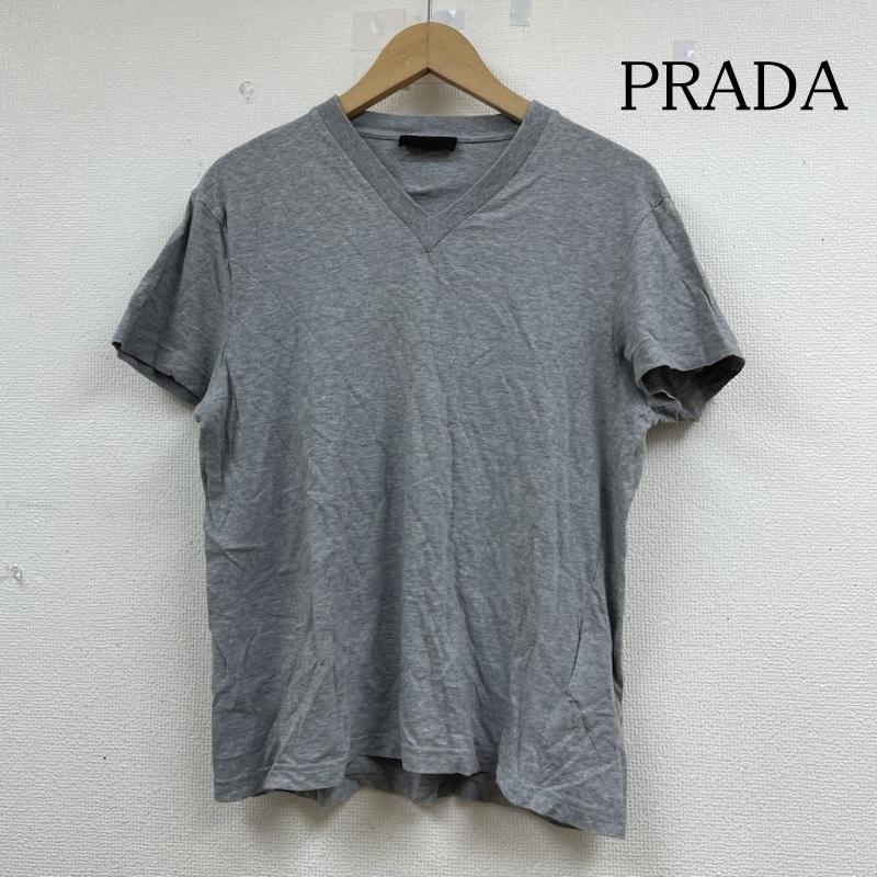 プラダ PRADA カットソー 半袖 パック Tシャツ 半袖 Vネック シャツ カットソー ACU1 2015 1775 S 無地 灰 / グレー / gray メンズ USED 古着 中古 50143136