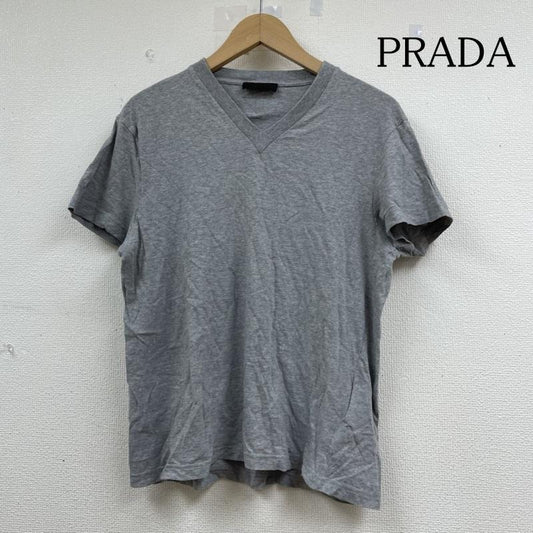 プラダ PRADA カットソー 半袖 パック Tシャツ 半袖 Vネック シャツ カットソー ACU1 2015 1775 S 無地 灰 / グレー / gray メンズ USED 古着 中古 50143136