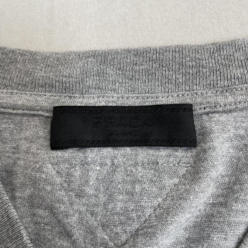 プラダ PRADA カットソー 半袖 パック Tシャツ 半袖 Vネック シャツ カットソー ACU1 2015 1775 S 無地 灰 / グレー / gray メンズ USED 古着 中古 50143136