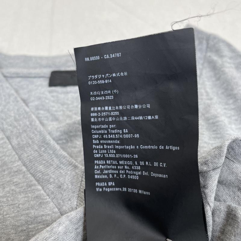 プラダ PRADA カットソー 半袖 パック Tシャツ 半袖 Vネック シャツ カットソー ACU1 2015 1775 S 無地 灰 / グレー / gray メンズ USED 古着 中古 50143136