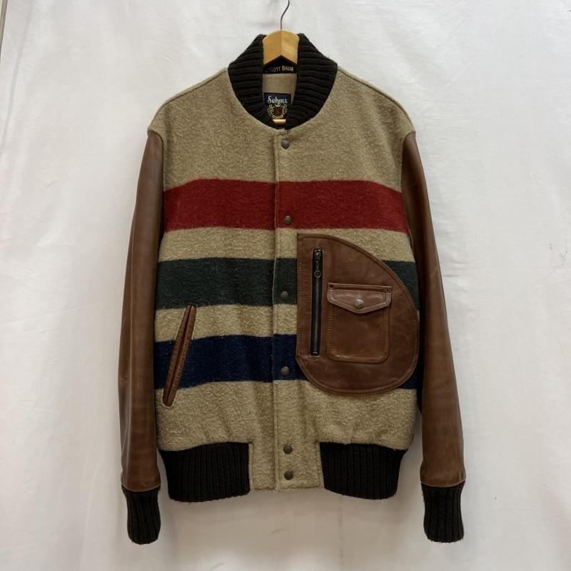 ショット schott ジャケット、上着 ジャンパー、ブルゾン ウールリッチ レザーアーム スタジャン Dポケット 38 メンズ USED 古着 中古 50143138