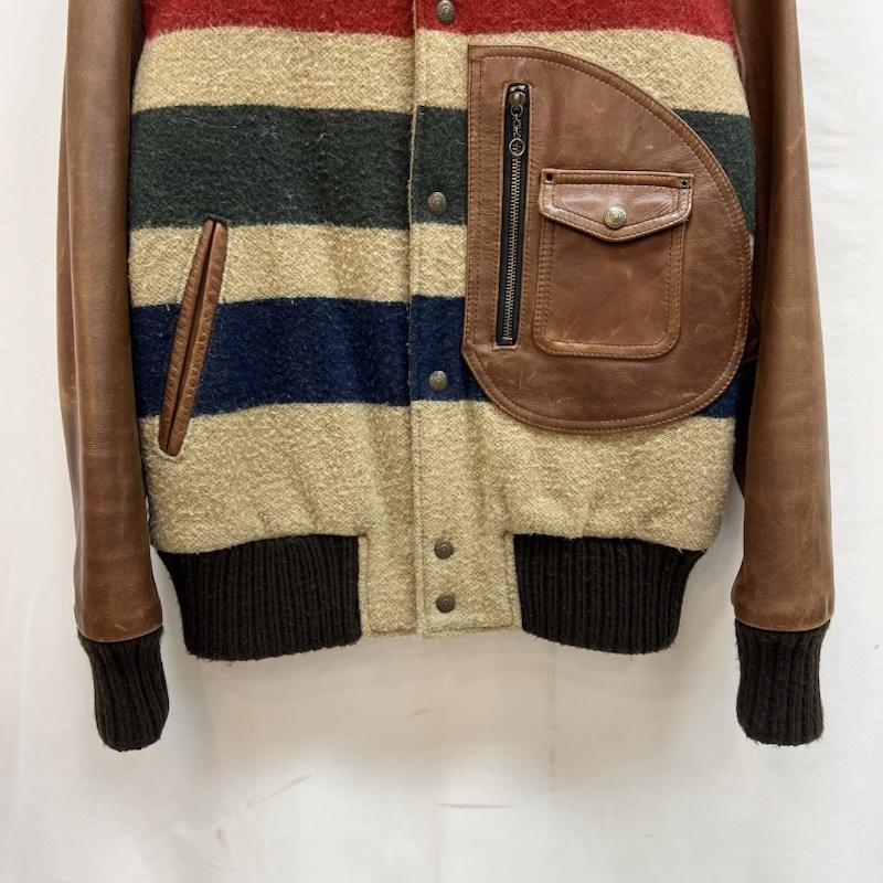 ショット schott ジャケット、上着 ジャンパー、ブルゾン ウールリッチ レザーアーム スタジャン Dポケット 38 メンズ USED 古着 中古 50143138