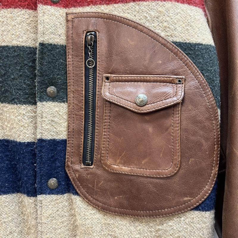ショット schott ジャケット、上着 ジャンパー、ブルゾン ウールリッチ レザーアーム スタジャン Dポケット 38 メンズ USED 古着 中古 50143138