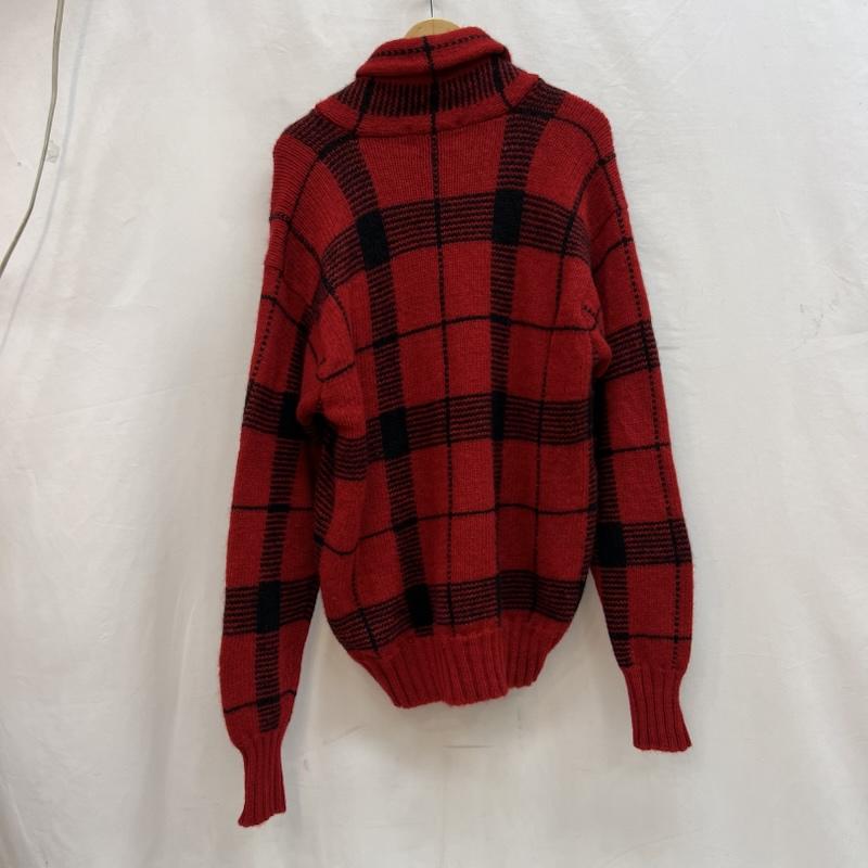 ダブルアールエル ラルフローレン RRL RALPH LAUREN ニット、セーター 長袖 90s POLO COUNTRY ポロカントリー チェック柄 ショールカラー ウール ニット L 赤 / レッド / red メンズ USED 古着 中古 50143141