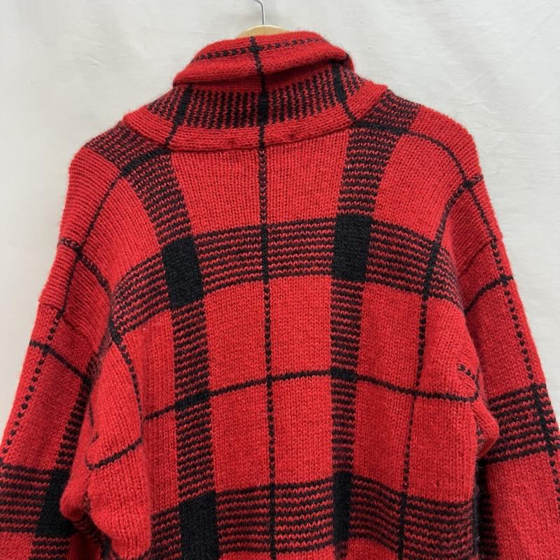 ダブルアールエル ラルフローレン RRL RALPH LAUREN ニット、セーター 長袖 90s POLO COUNTRY ポロカントリー チェック柄 ショールカラー ウール ニット L 赤 / レッド / red メンズ USED 古着 中古 50143141