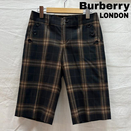 バーバリーロンドン Burberry London パンツ ショートパンツ FQ351-053-55 チェック柄 ひざ丈 ショートパンツ ショーツ 黒 茶 ブラック ブラウン 38 黒 / ブラック / black X 茶 / ブラウン / brown レディース USED 古着 中古 50143209