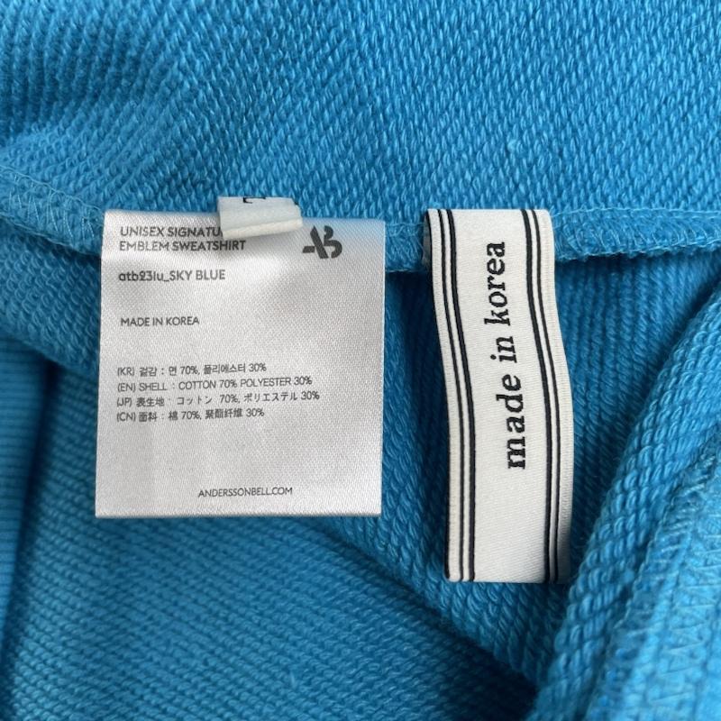 アンダースンベル ANDERSSON BELL トレーナー 長袖 シグネイチャー スウェット 長袖 トレーナー ブランドロゴ 刺繍 ワンポイント atb231u-sbl L ロゴ、文字 X 刺繍 X ワンポイント 水色 / ライトブルー / メンズ USED 古着 中古 50143224