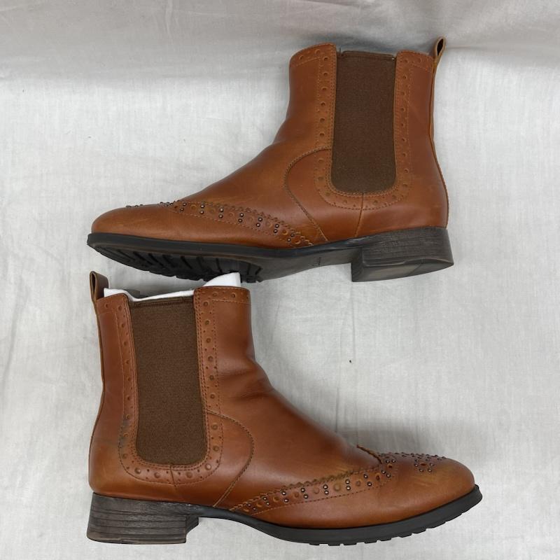 クラークス Clarks ブーツ ショートブーツ 26118830 クラークス サイドゴア チェルシーブーツ ウィングチップ BRW ブラウン UK：6 茶 / ブラウン / brown レディース USED 古着 中古 50143240
