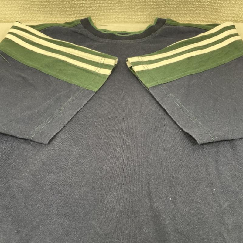 アディダス adidas Tシャツ 半袖 90s 半袖 Tシャツ リブライン ワンポイント 刺繍 ロゴ 3本線 パフォーマンスロゴ L ロゴ、文字 X 刺繍 X ワンポイント 緑 / グリーン / green X 紺 / ネイビー / navy メンズ USED 古着 中古 50143242