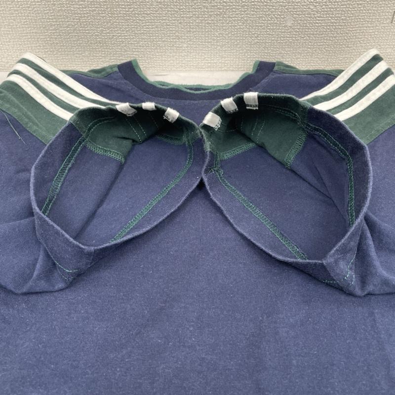 アディダス adidas Tシャツ 半袖 90s 半袖 Tシャツ リブライン ワンポイント 刺繍 ロゴ 3本線 パフォーマンスロゴ L ロゴ、文字 X 刺繍 X ワンポイント 緑 / グリーン / green X 紺 / ネイビー / navy メンズ USED 古着 中古 50143242