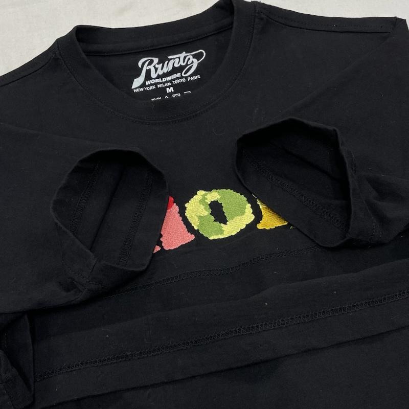 古着 USED Tシャツ 半袖 RUNTZ 半袖 Tシャツ ロゴ 刺繍 マリファナ 大麻 ストリート M ロゴ、文字 X 刺繍 黒 / ブラック / black X マルチカラー / マルチカラー / multicolor メンズ USED 古着 中古 50143254