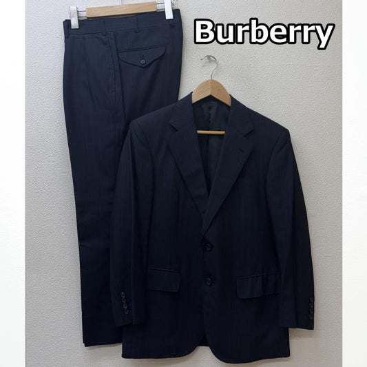 バーバリーロンドン Burberry London スーツ スーツ セットアップ ストライプ柄 ウール シルク テーラードジャケット スラックス パンツ 紺 ネイビー - 紺 / ネイビー / navy メンズ USED 古着 中古 50143268