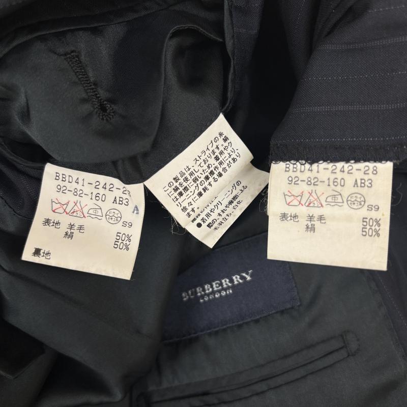 バーバリーロンドン Burberry London スーツ スーツ セットアップ ストライプ柄 ウール シルク テーラードジャケット スラックス パンツ 紺 ネイビー - 紺 / ネイビー / navy メンズ USED 古着 中古 50143268