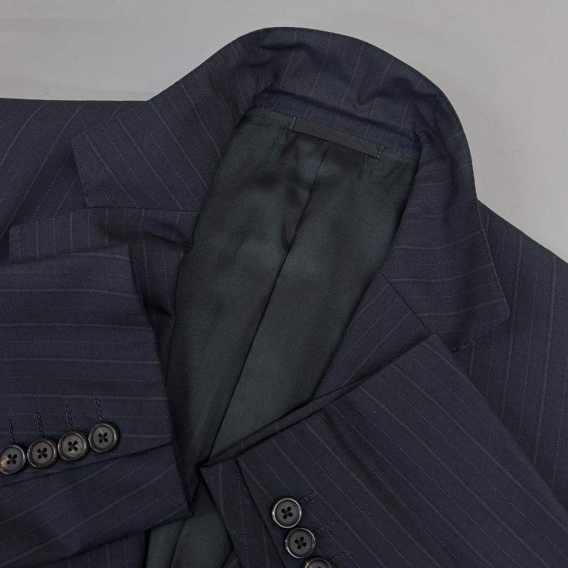バーバリーロンドン Burberry London スーツ スーツ セットアップ ストライプ柄 ウール シルク テーラードジャケット スラックス パンツ 紺 ネイビー - 紺 / ネイビー / navy メンズ USED 古着 中古 50143268