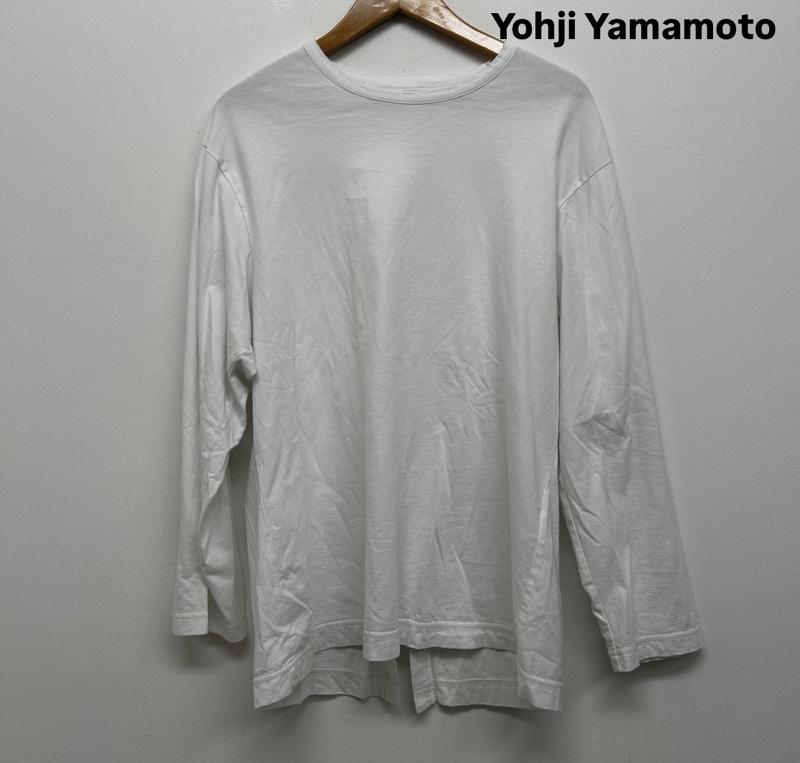 ヨウジヤマモト Yohji Yamamoto Tシャツ 長袖 長袖TEE バックボタン スリット 1 無地 白 / ホワイト / white メンズ USED 古着 中古 50143271