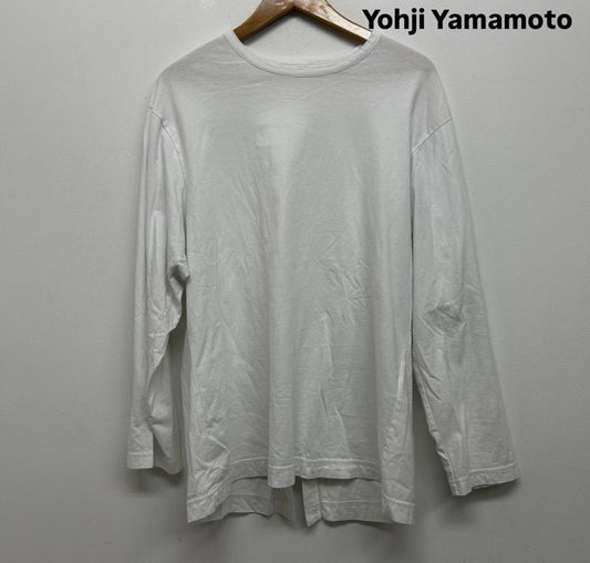 ヨウジヤマモト Yohji Yamamoto Tシャツ 長袖 長袖TEE バックボタン スリット 1 無地 白 / ホワイト / white メンズ USED 古着 中古 50143271