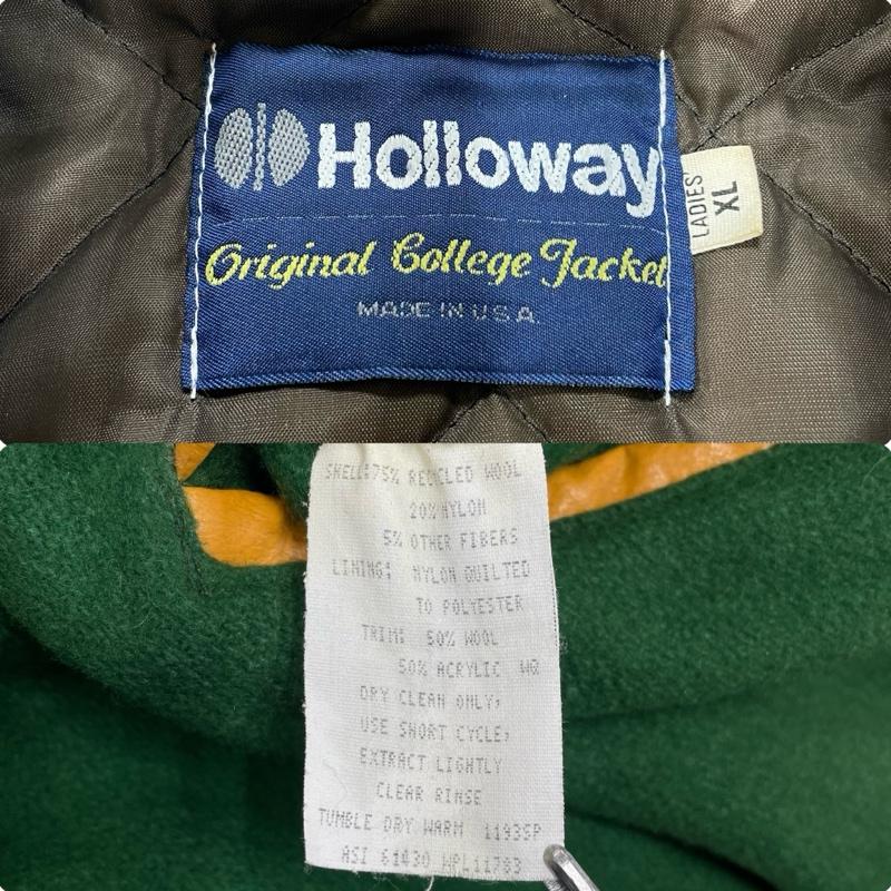 ヴィンテージ VINTAGE ジャケット、上着 ジャンパー、ブルゾン Holloway ホロウェイ 80s 90s USA製 アワード ジャケット スタジャン 中綿 キルティング XL ワンポイント X ロゴ、文字 緑 / グリーン / green X 黄 / イエロー / yellow X 茶 / ブラウン / brown レディース USED 古着 中古 50143310