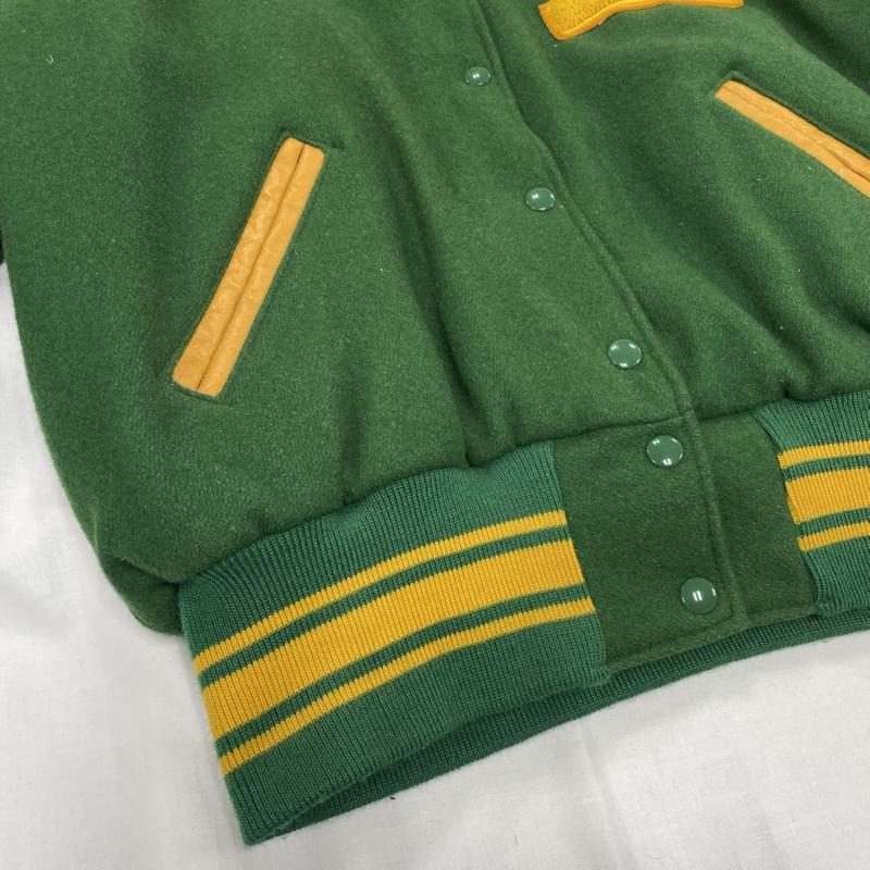 ヴィンテージ VINTAGE ジャケット、上着 ジャンパー、ブルゾン Holloway ホロウェイ 80s 90s USA製 アワード ジャケット スタジャン 中綿 キルティング XL ワンポイント X ロゴ、文字 緑 / グリーン / green X 黄 / イエロー / yellow X 茶 / ブラウン / brown レディース USED 古着 中古 50143310