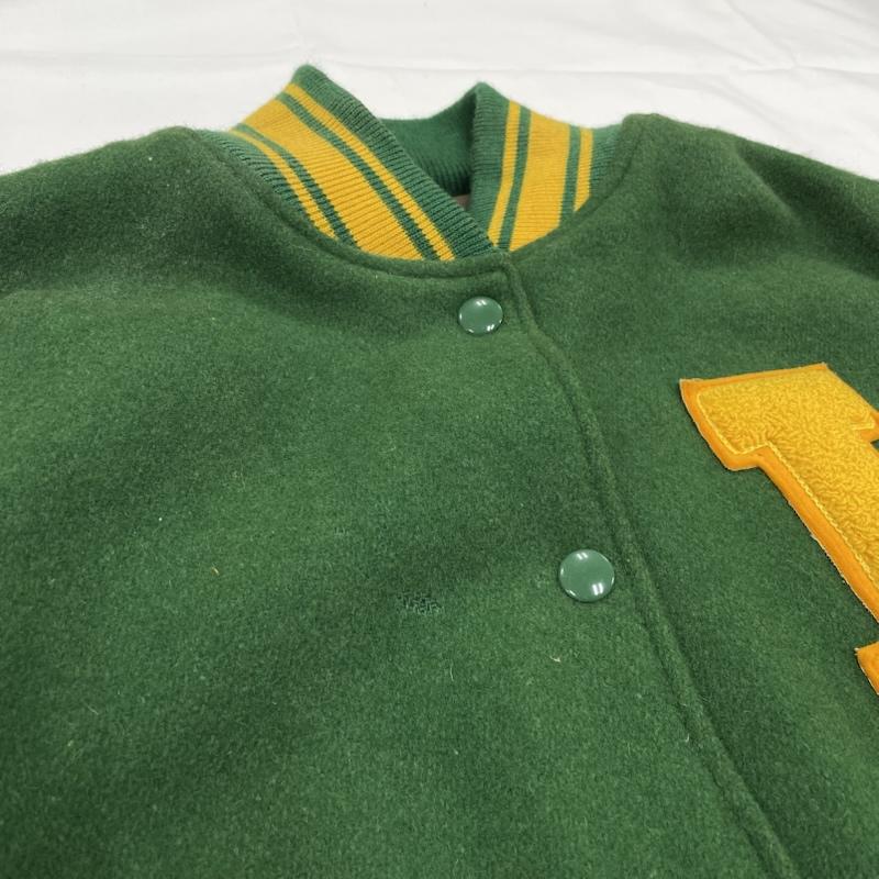 ヴィンテージ VINTAGE ジャケット、上着 ジャンパー、ブルゾン Holloway ホロウェイ 80s 90s USA製 アワード ジャケット スタジャン 中綿 キルティング XL ワンポイント X ロゴ、文字 緑 / グリーン / green X 黄 / イエロー / yellow X 茶 / ブラウン / brown レディース USED 古着 中古 50143310
