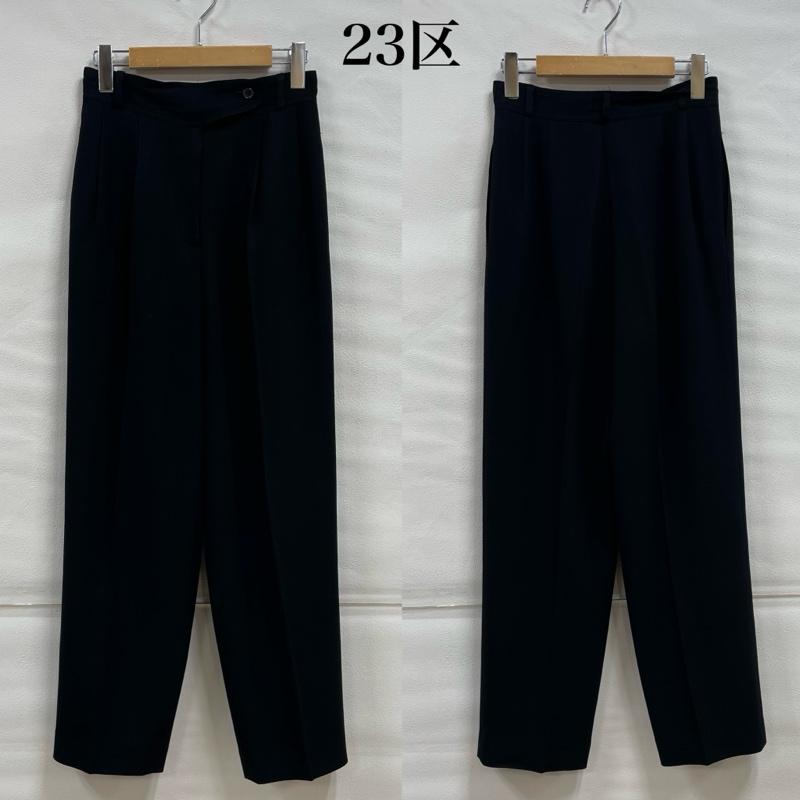 ニジュウサンク 23区 パンツ スラックス ハイウエスト 2タック ワイド スラックス 38 無地 黒 / ブラック / black レディース USED 古着 中古 50143314