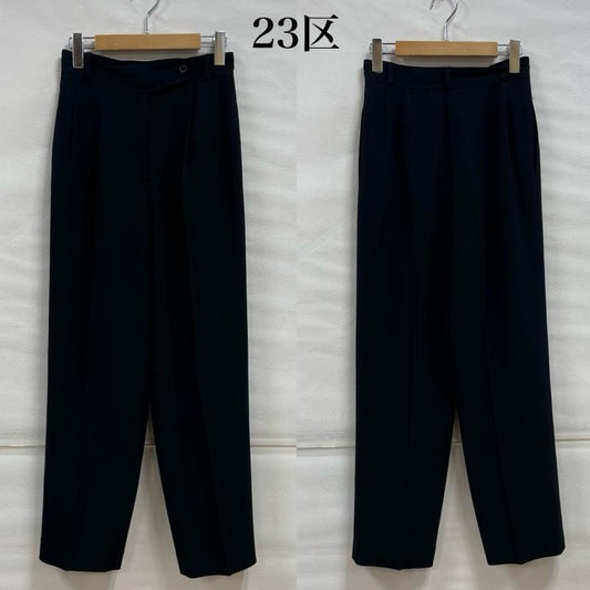 ニジュウサンク 23区 パンツ スラックス ハイウエスト 2タック ワイド スラックス 38 無地 黒 / ブラック / black レディース USED 古着 中古 50143314