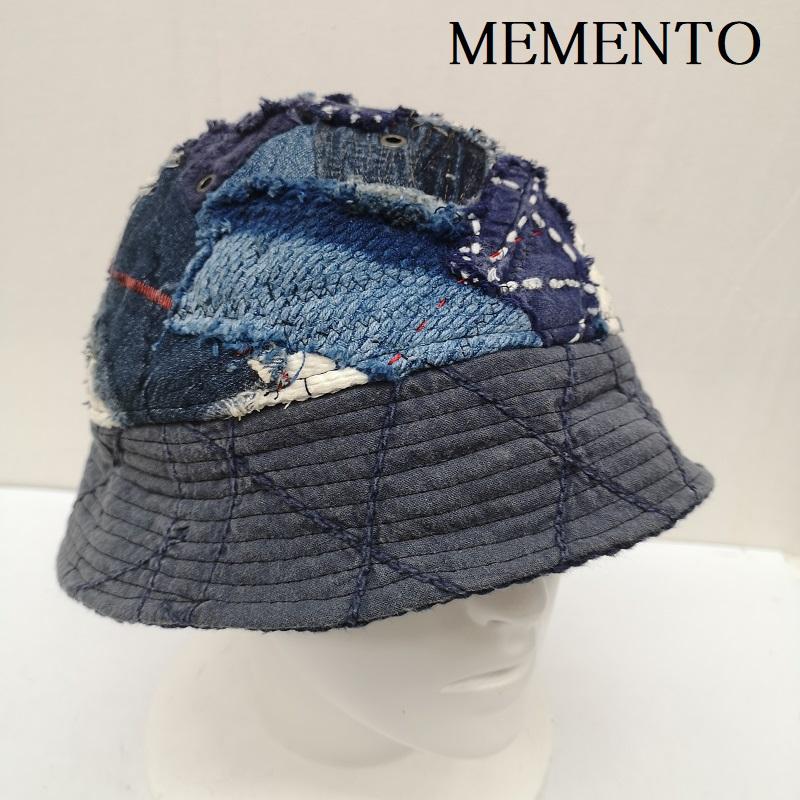 メメント MEMENTO 帽子 ハット リメイク バケットハット 再構築 デニム 藍染 パッチワーク 刺し子 襤褸 - 紺 / ネイビー / navy レディース USED 古着 中古 50143344