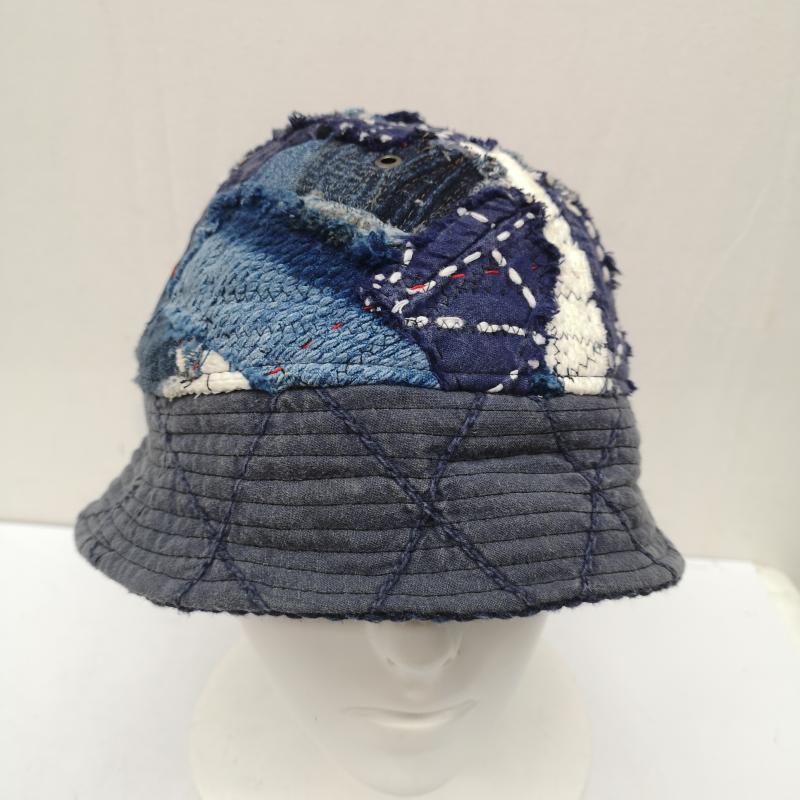 メメント MEMENTO 帽子 ハット リメイク バケットハット 再構築 デニム 藍染 パッチワーク 刺し子 襤褸 - 紺 / ネイビー / navy レディース USED 古着 中古 50143344